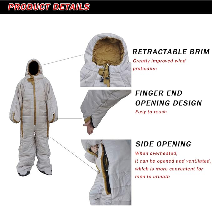Outdoor Camping Sleeping Bag Adult Winter Thicken Indoor Warm Humanoid Split-Leg Mummy Sleeping Bags Walkable