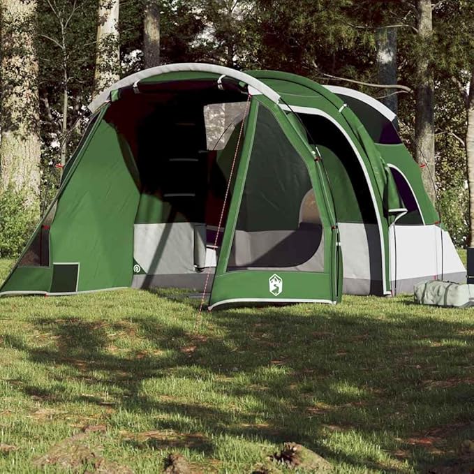vidaXL Camping Tent Tunnel 4-Person Green Waterproof Tent Camping shelter Garden shelter Garden Tent Outdoor shelter Waterproof Tent