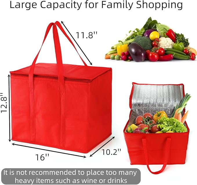 6 Pack Reusable Grocery Bags X-Large Foldable Tote Bag Shopping Bags with Handle for Groceries Food Delivery Bags for Travel Camping Clothes Picnic