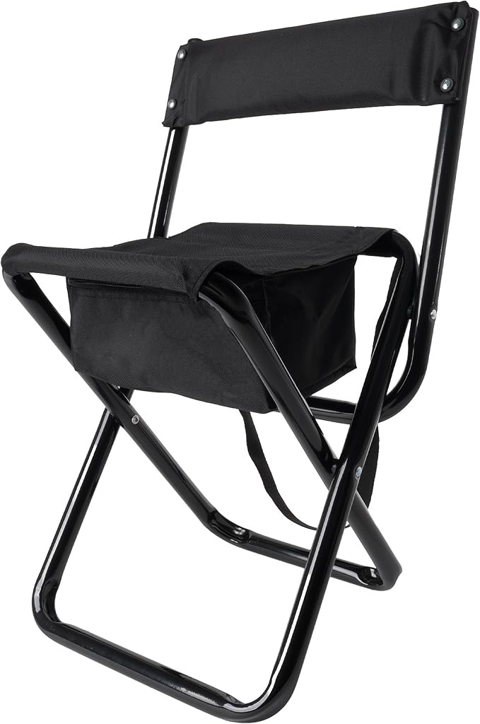 Rothco Deluxe Folding Stool with Back &amp Pouch - Portable Seating for Outdoor Adventures