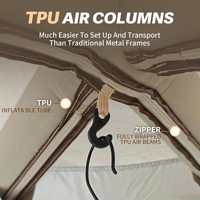 Automatic Inflatable Camping TentEasy Set up 4-6 Person Glamping Outdoor Air Blow Up Tents Quick Setup Air Tent with a Built-in air PumpSuitable for use Throughout The Four Seasons
