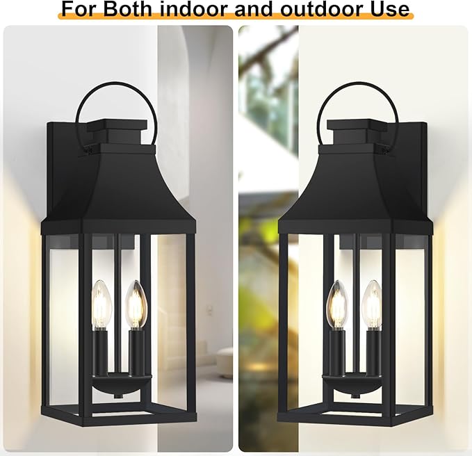 20 Outdoor Lanterns for Porch 2 Pack Large Outdoor Wall Lights Exterior 2-Light Wall Sconce for House Garage Front Door