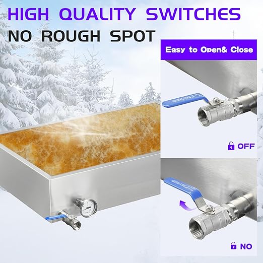 Maple Syrup Evaporator Pan 30 x 20 x 6 Inch Maple Syrup Pan 15.5 Gal 304 Stainless Steel Maple Syrup Evaporator Boiling Maple Syrup with Valve and Thermometer