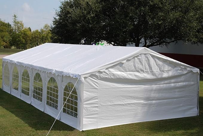 DELTA 40'x16' Budget PE Party Tent + 2 Long Bags + 2 Short Bags Heavy Duty Outdoor Event Canopy Tents Wedding Garden Shelter Pavilion Gazebo with Galvanized Steel Structure and Waterproof Top