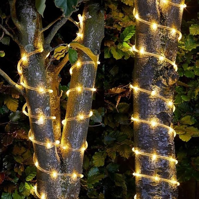 New Upgraded Solar Rope Lights 500 LED 170ft 19 Modes Solar Powered &amp USB Rechargeable String Lights Outdoor Waterproof with Remote Timer Dimmable for Pool Yard Party Wedding Christmas (500LED-War
