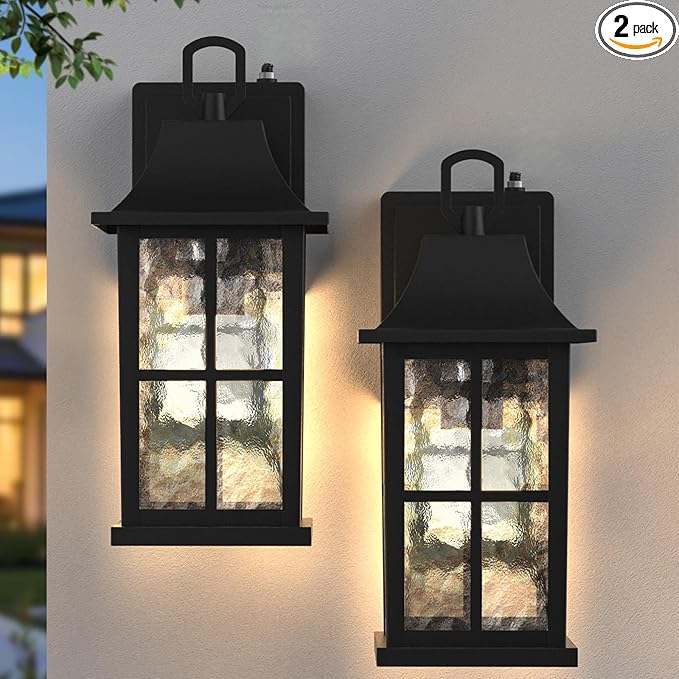 Modern Outdoor Light Fixture 2 Pack Aluminium Dusk to Dawn Outdoor Lighting Exterior Wall Sconce Waterproof Porch Light Outside Light for House Garage Patio Black