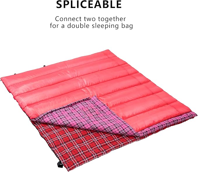 BISINNA Cotton Flannel Sleeping Bag for Adults Backpacking Camping Sleeping Bag 3 Season Envelope Sleeping Bags for Hiking