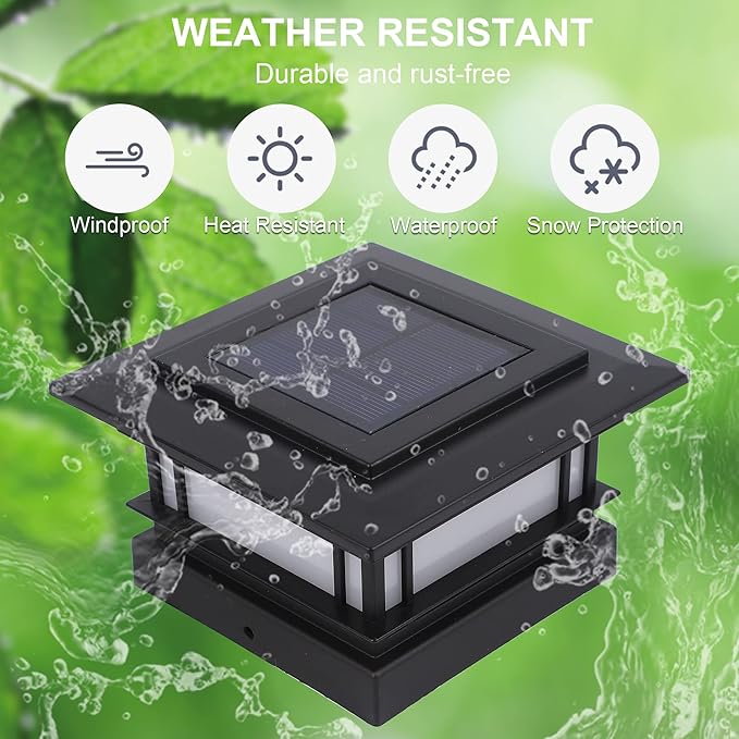 Dynaming 6 Pack Solar Post Cap Lights Outdoor Fence Post Solar Lights Fit for 4x4 5x5 6x6 Vinyl/Wooden Posts High Brightness Warm White SMD LED Lighting Decor for Garden Deck Patio