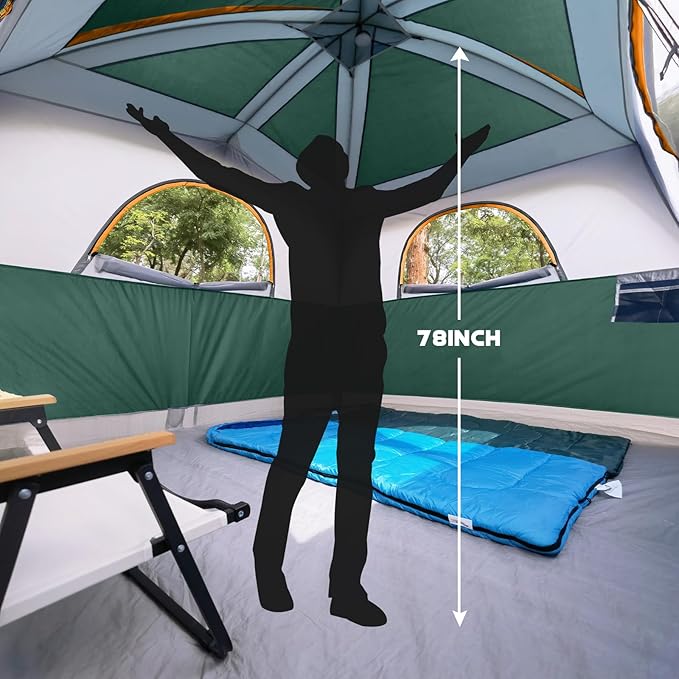UNP Tents 6 Person Waterproof Windproof Easy SetupDouble Layer Family Camping Tent with 1 Mesh Door &amp 5 Large Mesh Windows -10'X9'X78in(H)