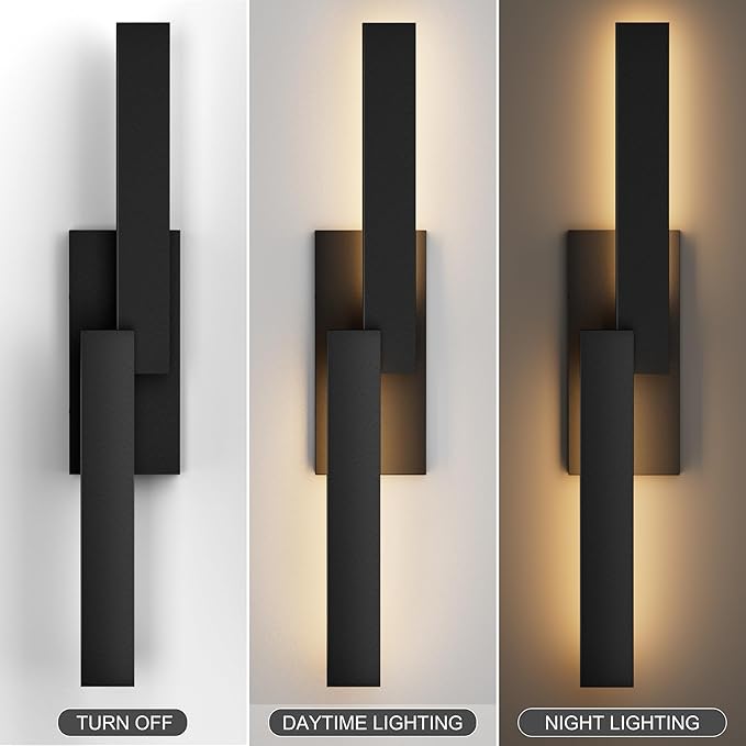 LamQee 31.5 Aluminum Long Outdoor Wall Lights 3000K 1000LM 20W Integrated LED Black Modern Exterior Lighting Fixtures IP65 Waterproof Contemporary Outside Sconce for House Porch Patio Garage Door