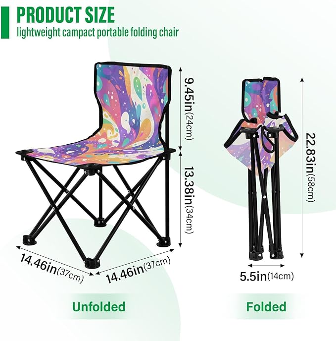 Glittery Pen Portable Camping Chairs Folding Chair - Durable Oxford Fabric Lightweight Iron Frame Easy Fold Design - Ideal for Outdoor Activities Camping Fishing and Travel