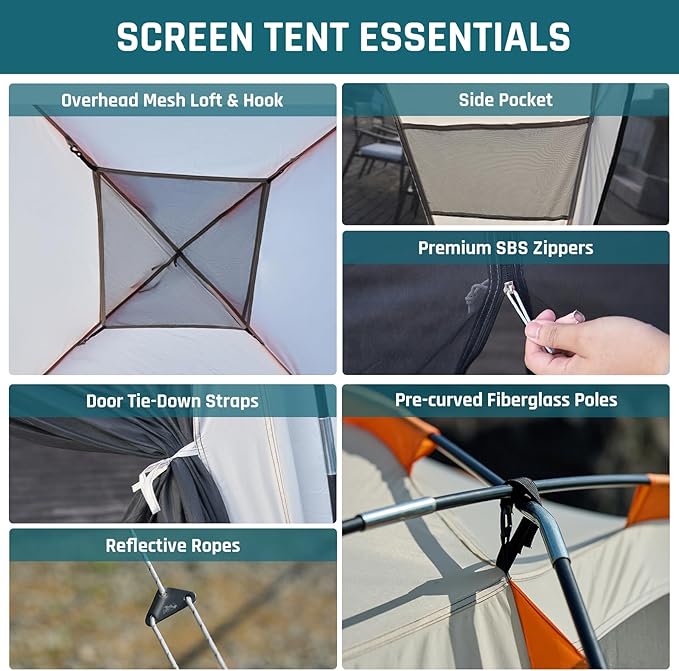 Screen House Tent 12x12ft Screen Room Mesh Gazebos w/ 2 Zipper Doors Camping Tent Screened Canopy Shelter for Outdoor Patios Backyards Activities