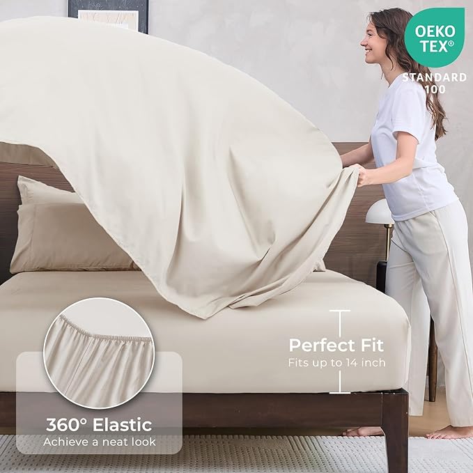 HEVUMYI Beige Tan Twin Comforter Set - 5-Piece All Season Bed in a Bag Twin Ultra Soft Bedding Set with Comforter Flat Sheet Fitted Sheet Pillowcases Pillow Shams Beige Tan