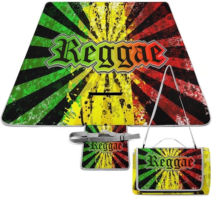 Marijuana Leaves Rasta Lion Cannabis Waterproof Outdoor Picnic Blanket Sandproof Beach Mat for Camping Hiking Grass Travelling