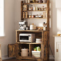 GAOMON Farmhouse Bakers Rack with Storage Cabinet and Charging Station Kitchen Hutch with Thickened Tabletop Power Outlets &amp USB Ports Pantry Organizer Shelf for Kitchen and Dining Room Brown