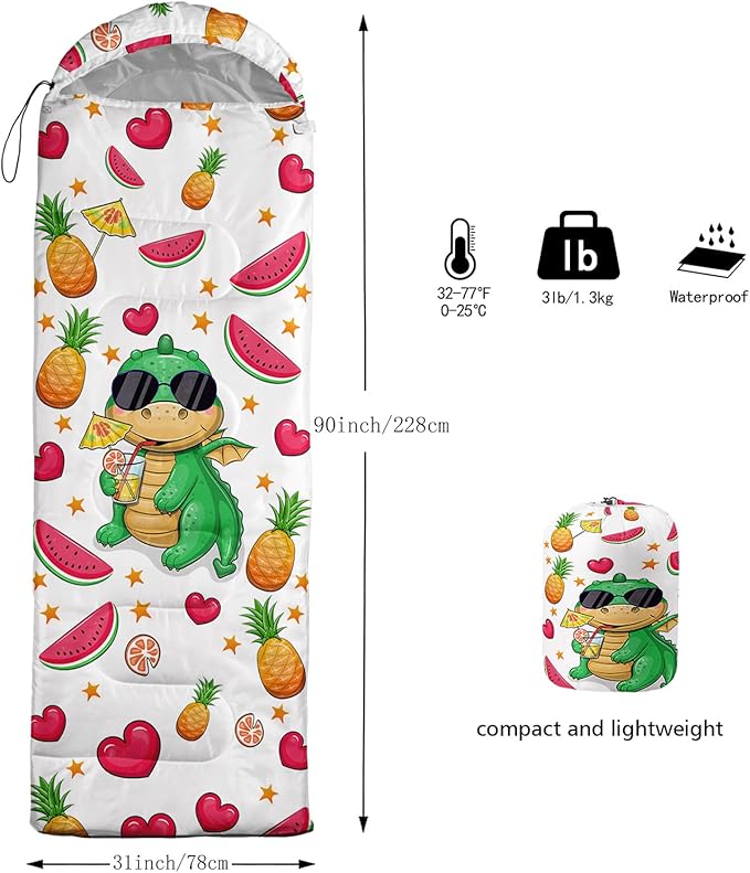 AILONEN Cartoon Camping Sleeping Bag for Boys Girls AdultsLightweight &amp Waterproof3 Season Warm &amp Cold WeatherPortablePrinted Sleeping BagTravelingCampingHiking