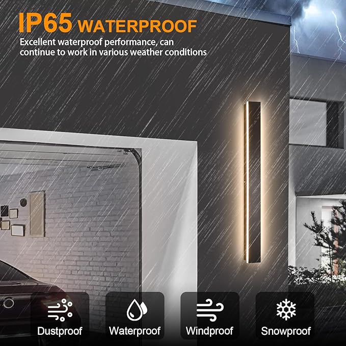 Outdoor House Lights Fixture Wall Mount2pack 70.8inch Modern Long LED Black Outdoor Exterior Wall SconceDimmable Waterproof Linear Wall Light Outside Lighting for HousePorch