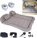 Inflatable SUV Air MattressThickened Flocking Car Travel Camping Bed with 2 Pillows &amp Air PumpPortable Car Sleeping Mattress for SUV Trunk and Rear
