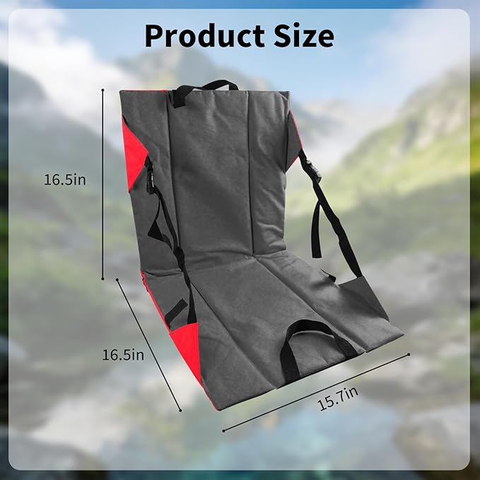 Folding Stadium Seat Cushion with Backrest Portable Bleacher Pad for Camping Fishing15.8'' x 16.5''Lightweight Chair with Backrest for Outdoor Sports and Concerts