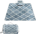 MNSRUU Picnic Blanket Waterproof Foldable Grey Moroccan Large Outdoor Picnic Beach Camping Blanket Travel Mat Shoulder Strap Tote Rectangle 57x59in