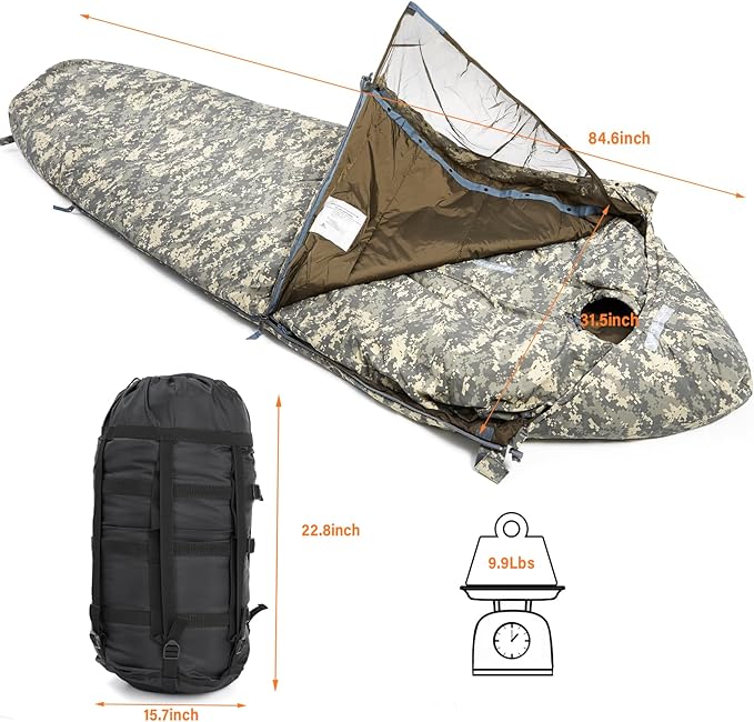 MT Military Army Force Defence 4 &amp Tropen Patrol Mummy Sleeping Bags with Bivy Cover Compression Sack Modular Sleeping System 2.0 for Cold Weather