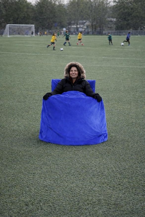 Insulated Sideline Blanket Insulated Polar Fleece and 3M™ Thinsulate™ Fully Enclosed Chair Blanket for Camping and Outdoor Sports Events (Blue Polar Fleece)