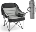 VEVOR Oversized Camping Chairs 450 lbs Heavy Duty Support Portable Padded Folding Camp Chairs with Dual Cup Holders &amp Wine Glass Holders Carry Bag for Outdoor Fishing Black &amp Gray 1 Pack