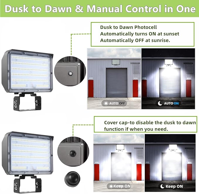 Dusk to Dawn Outdoor 100W LED Flood Light 14000LM 1000W Equivalent 100-277V 5000K Daylight ETL Commercial LED Flood Light Fixture Outdoor Security Lighting for LandscapeParking Lot