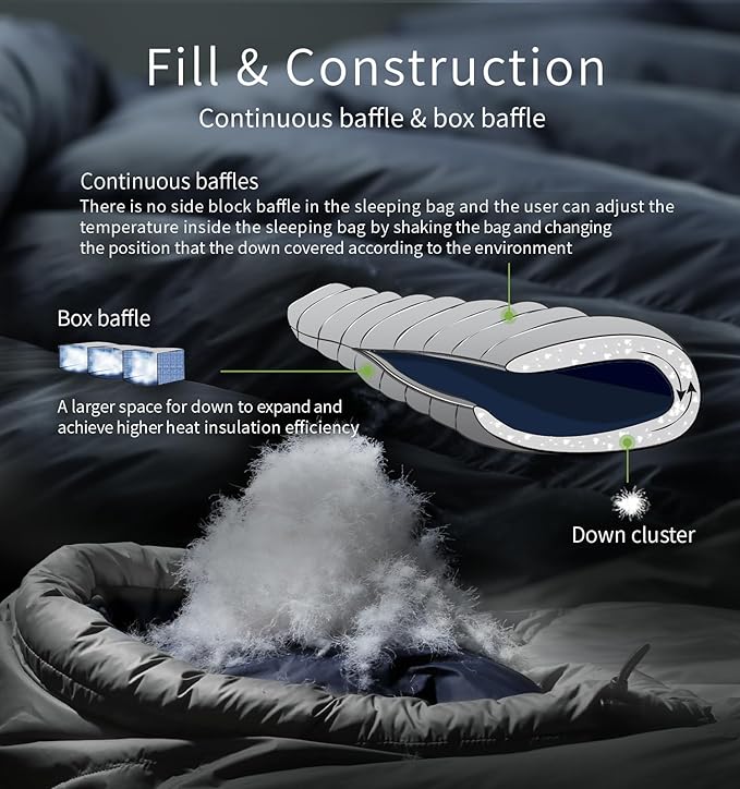 Litume Ultra Compact Down 3 Season Mummy Sleeping Bag 700 Fill Power Sleep Sack for 3 Season Ultra Lightweight Compact and Portable for Hiking Traveling Camping Backpacking Adult Outdoor Durable