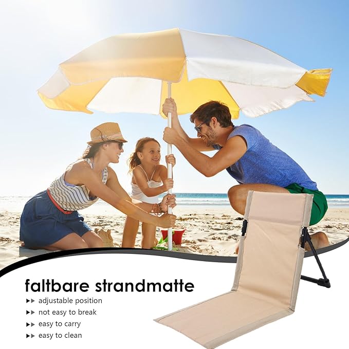 Beach Lounger - Portable Folding Travel Chair Lightweight Waterproof Sun Lounger | Adjustable Backrest Recliner Outdoor Relaxing Beach Chair for Tanning Travel Indoor and Outdoor Use