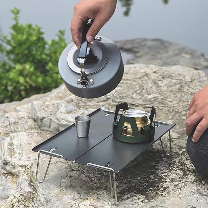 Didiseaon Portable Folding Camping Table Aluminum Mini BBQ Picnic Desk Lightweight Outdoor Side Table for Hiking and Backyard Use
