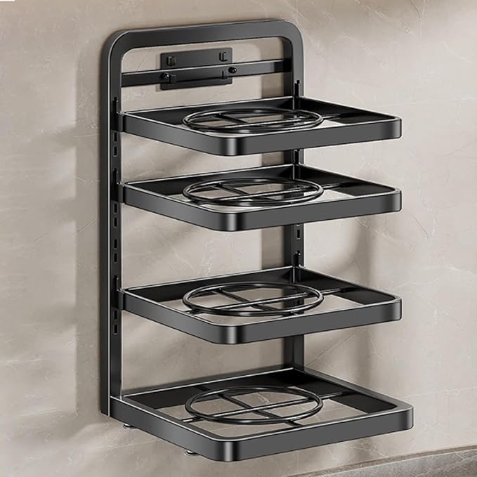 5 Tier Kitchen Counter Storage Shelf Detachable Height Adjustable Kitchen Organizer Space Saving Countertop Rack for Prepared Food Hotpot Dishes Sturdy Carbon Steel Shelf with E