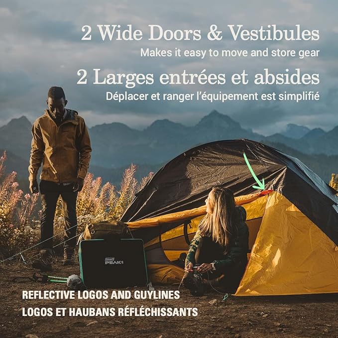 Coleman PEAK1 Premium Waterproof Backpacking Tent with Rainfly &amp Footprint Lightweight Camping Tent Withstands Winds up to 45 MPH 1/2/3/4/6 Person Sizes