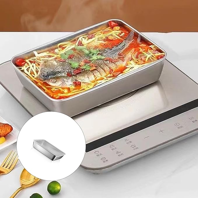 Commercial Grade Metal Serving Pan Thickened Design for Buffets Catering and Homes Kitchen Organization Stainless Steel Towel Tray with Lid