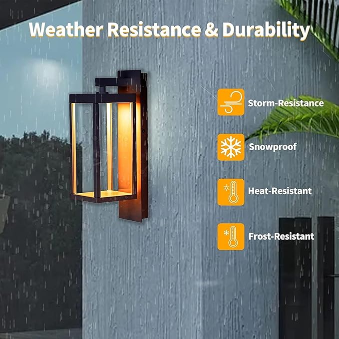 Outdoor Wall Sconce Exterior Waterproof Wall Lantern Light Fixtures Dark Porch Lights with Clear Glass Shade Waterproof Aluminum Front Door Wall Mount Lighting for Garage Garden Patio 2 Pack