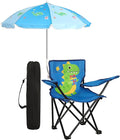 Outdoor Toddler Camping Chair with Umbrella Foldable Beach Chairs with Safety Lock for Kids Waterproof Lawn Kids Folding Chair for Outside Beach Travel(Dinosaur)
