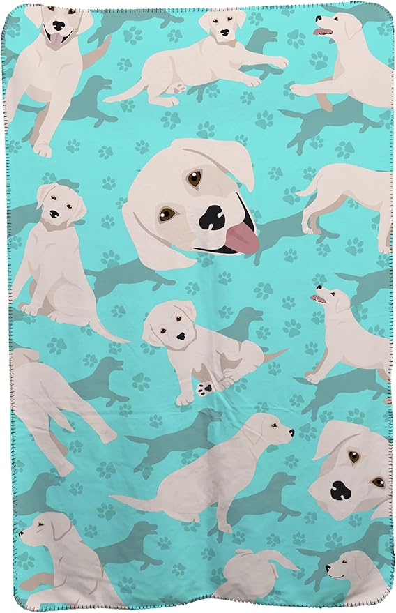 Caroline's Treasures MLM1055TBLT White Cream Labrador Retriever Soft Travel Blanket with Bag Airplane Blanket Indoor Outdoor Camping Blanket for Traveling Picnics Beach Trips Concerts