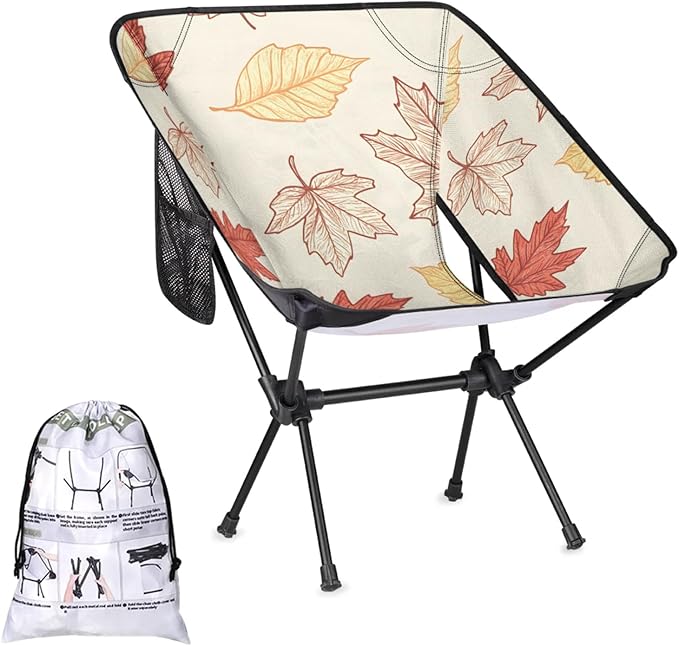 Honeybaby Folding Camping Chair Plant Maple Leaf Camping Chairs Lightweight Portable Chair Outdoor Foldable Chairs for Camping Travel Picnic Beach Hiking
