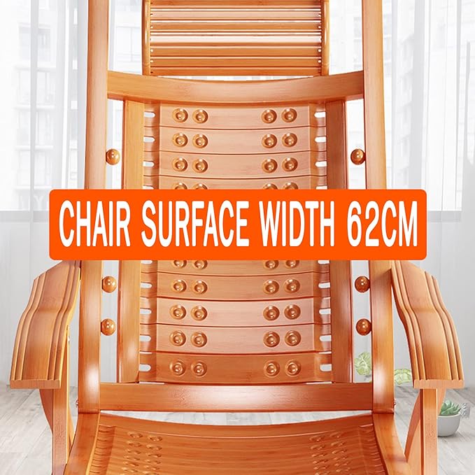 Outdoor Camping Recliner Folding Extended Bamboo Wood Lounge Deck Chair Adjustable Backrest Sun Lounger with Age Footstool Retractable Footrest