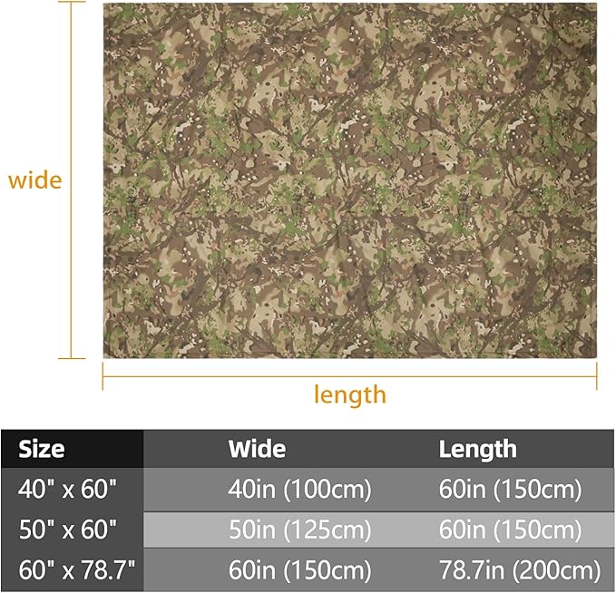 LOOGU Camo Blanket Waterproof Insulation Poncho Liner for Outdoor Camping Hiking Hunting Survival Backpacking Picnicking