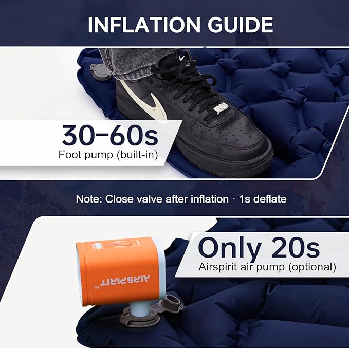 Inflatable Sleeping Pad with Pillow for Camping-Built in Fast Inflation-Ultralight Upgraded Durable Compact Sleeping Mat Moisture Proof Air Mattress for Camping BackpackingHikingTravelTent