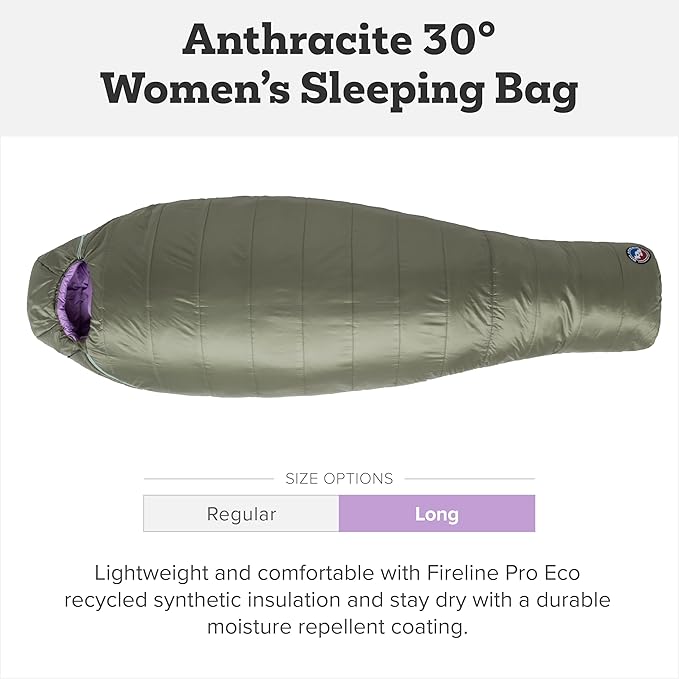 Big Agnes Anthracite - Backpacking Sleeping Bag 3 Season Lightweight Compact
