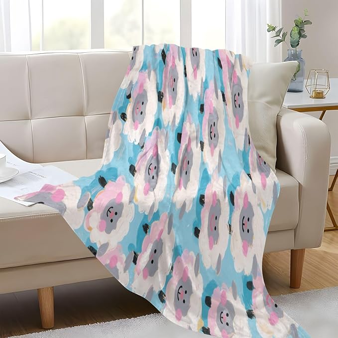 Throw Blankets For Couches And Sofas Cute Cartoon White Sheep Blankets Throws 50 x 70 Inch