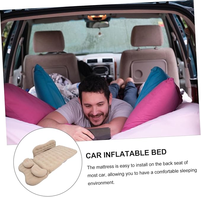 SUPVOX 1Set Inflatable Mattress for Car Split Travel Bed with Soft Flocking Surface Easy to Install Back Seat Sleeping Pad Durable Material for Comfortable Road Trips