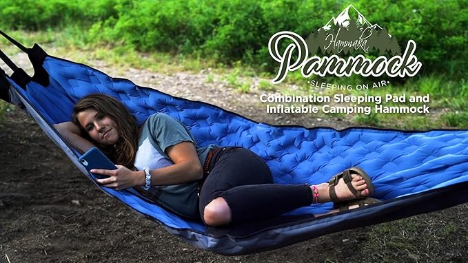 Hammaka Pammock Sleeping Pad That Converts Into an Inflatable Hammock - Great for Camping Backpacking Hiking - Airpad Carry Bag Repair Kit - Compact &amp Lightweight Air Mattress