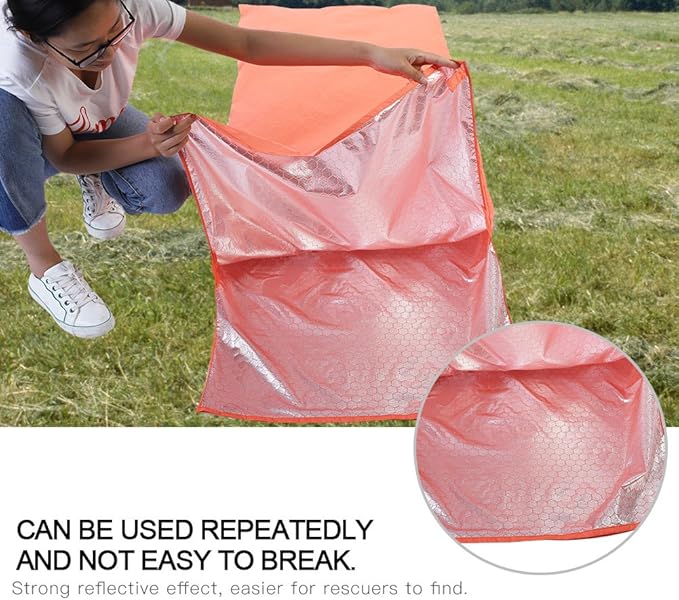 Emergency Survival Sleeping Bag | 80% Body Heat Retention in Cold Weather | Weatherproof &amp Reflective Orange Design | Lightweight 122g for Camping/Hiking/Mountaineering