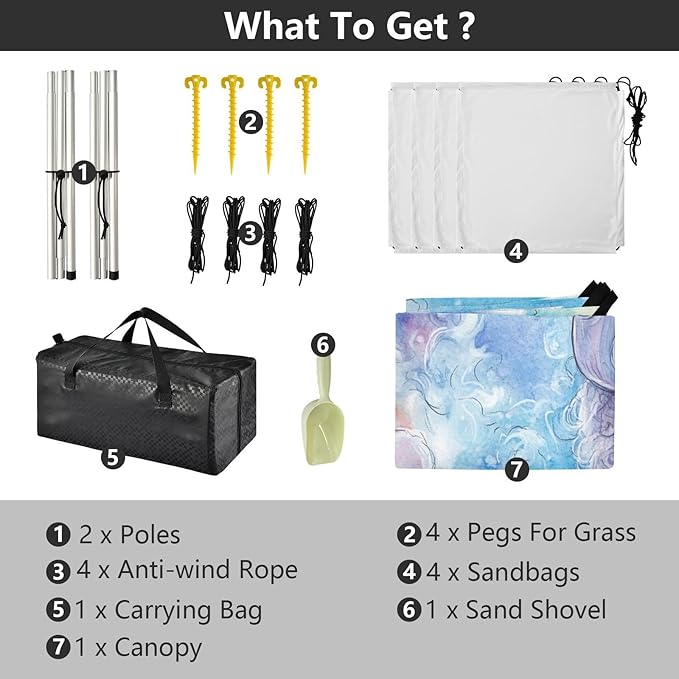 ALAZA Curly Llama Watercolor Alpaca Beach Tent Sun Shelter UPF50+ Protection Beach Shade Canopy w/ 4 Sandbags for Outdoor Camping Fishing Backyard Fun Picnic 10x9 ft