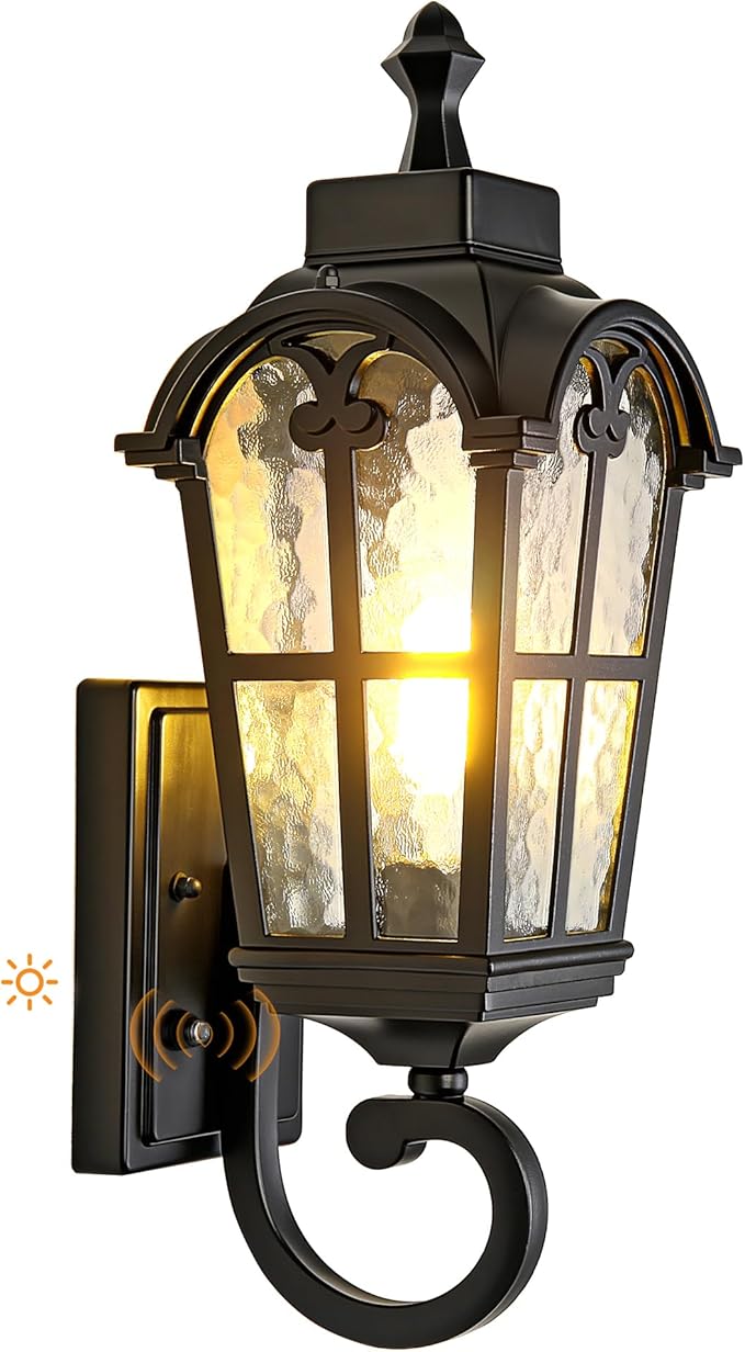 Dawn to Dusk Sensor Outdoor Wall Light Fixtures Waterproof Porch Lights Anti-Rust Matte Black Sconce Lights Outdoor Wall Lantern for Patio Front Door Garage House