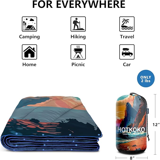 Camping BlanketLightweight Puffy Printed Camping Blanket Packable Outdoor Blanket for CampingTraveling Stadium Hiking Picnics