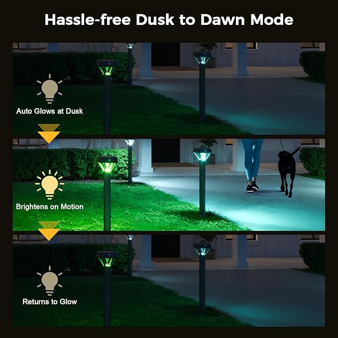 XMCOSY+ Smart Solar Pathway Lights Bluetooth APP Control with Motion Sensor 150LM RGBCW Color Changing Landscape Lighting for Yard Garage Garden Lawn IP65 Waterproof 4 Pack